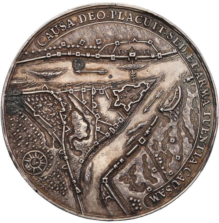 Jan II Kazimierz. Medal 1659, Gdańsk wybity na odzyskanie twierdzy Haupt, Srebro
